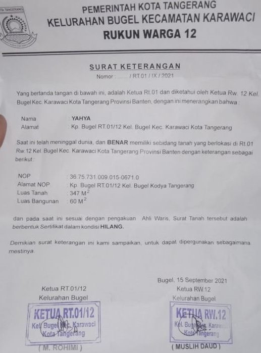 iklan kehilangan sertifikat tanah