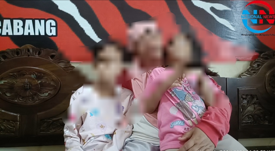 TR dan dua putrinya saat meminta bantuan LSM HARIMAU