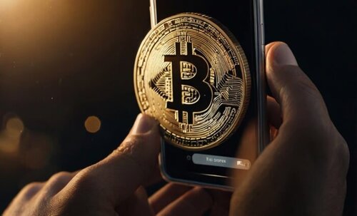 ilustrasi mining bitcoin di hp, bittime (sumber vritimes.com)