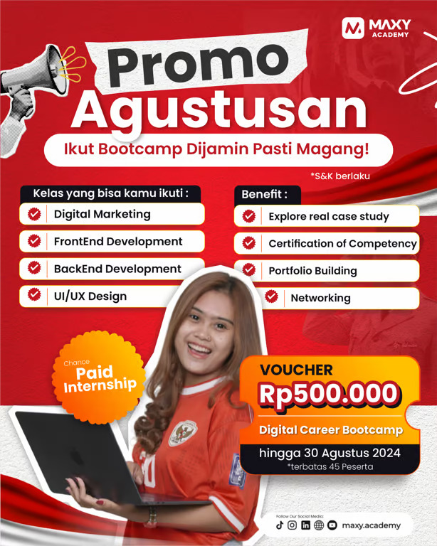 Promo Agustusan Bootcamp Maxy Academy (Sumber: VRITIMES.com) Promo Agustusan Bootcamp Maxy Academy (Sumber: VRITIMES.com)