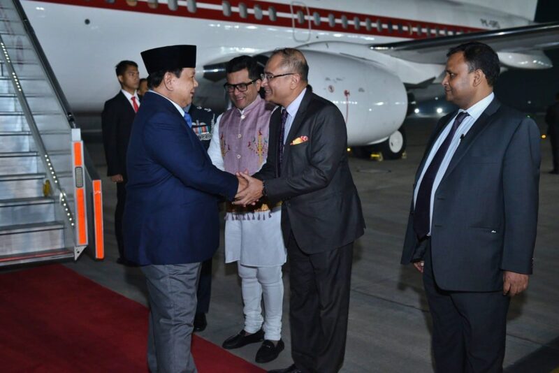 presiden republik indonesia prabowo subianto telah tiba di india