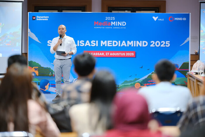 chief project officer vale indonesia, muhammad asril, dalam sosialisasi mediamind 2025 di universitas hasanuddin makassar