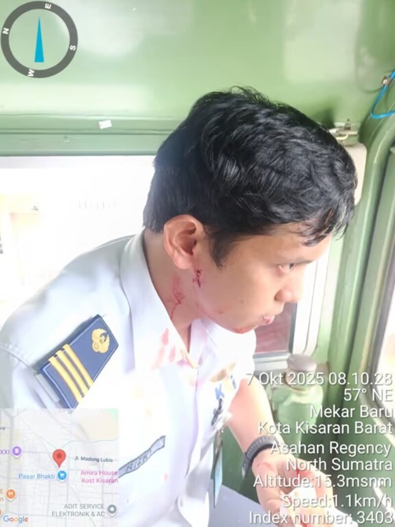 kai sumut cari pelaku pelemparan terhadap ka di kab. asahan, asisten masinis alami luka di wajah