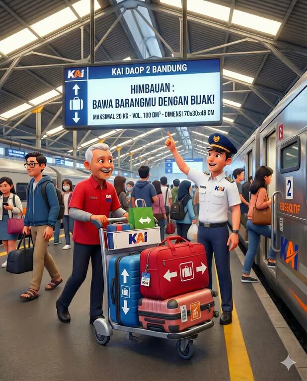 jelang kepadatan penumpang pada angkutan nataru 20252026, kai daop 2 bandung himbau pelanggan bawa barang secukupnya