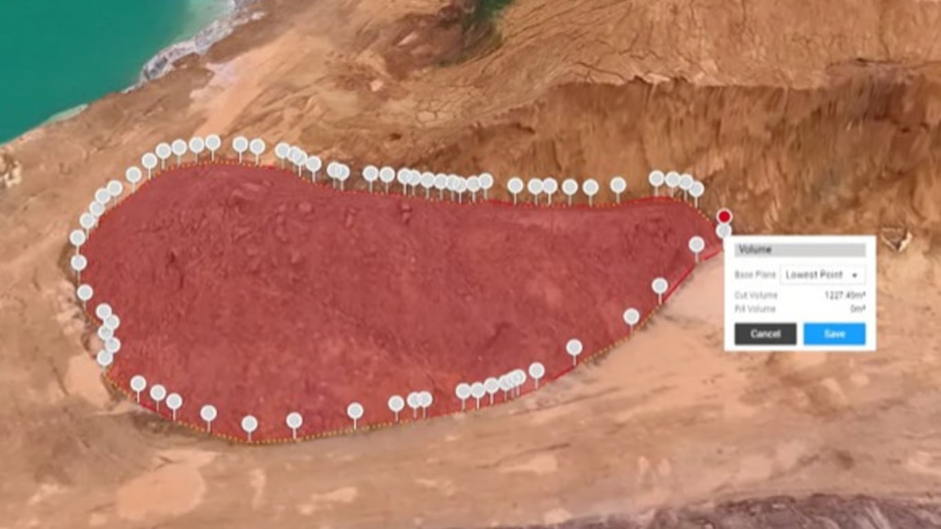 teknologi drone untuk perhitungan volume stockpile dan analisis topografi tambang