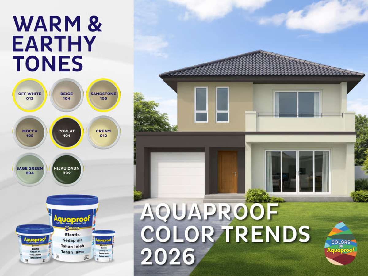 tren warna cat rumah 2026, aquaproof warm & earthy tones
