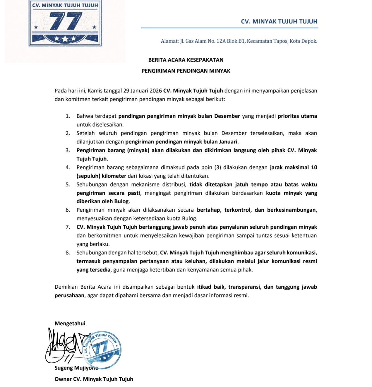 cv minyak tujuh tujuh