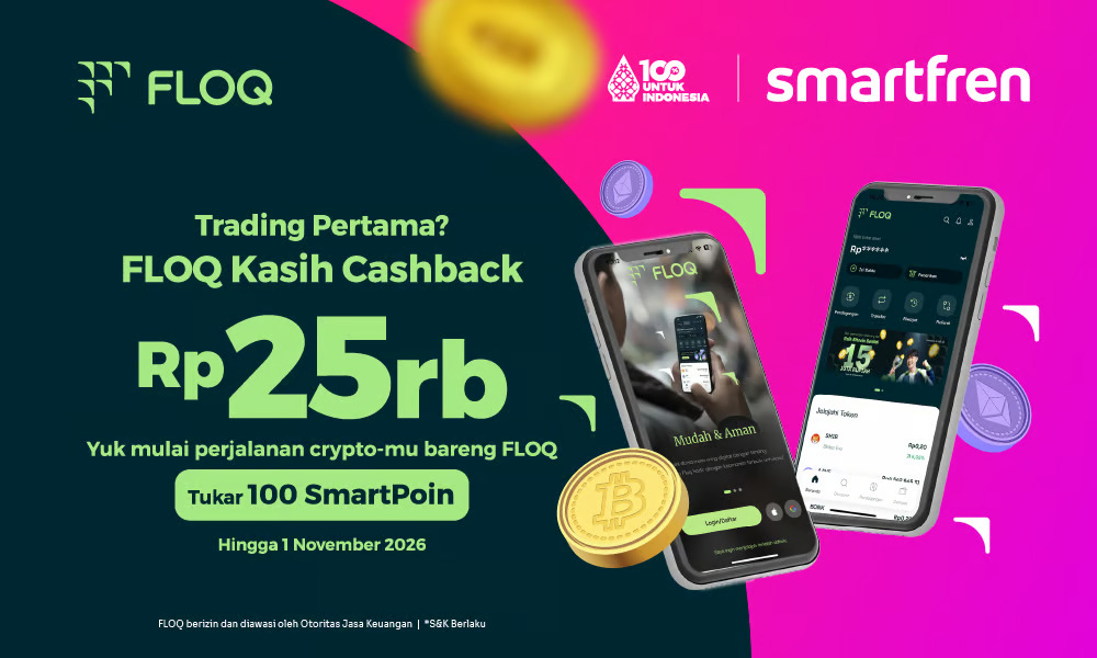 floq gandeng smartfren, pelanggan bisa tukar smartpoin dengan saldo kripto senilai rp25.000