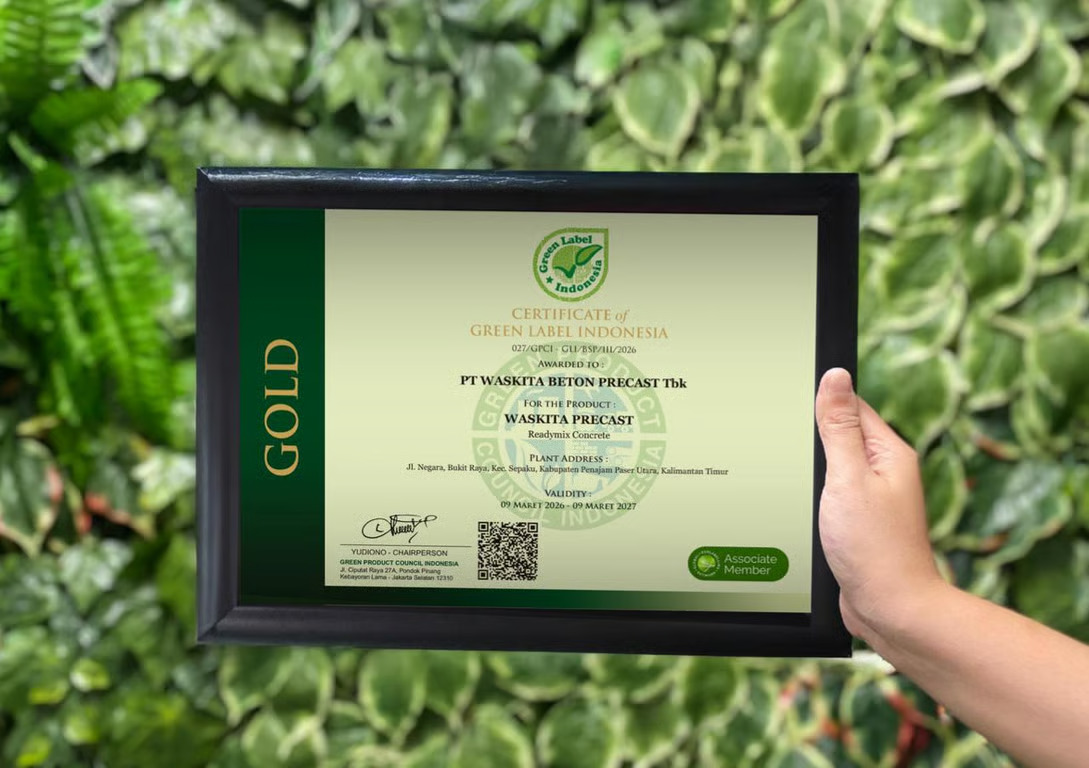 ramah lingkungan, gedung gedung di ikn gunakan beton bersertifikasi green label dari batching plant wsbp sepaku