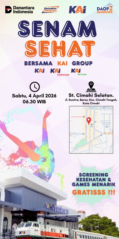 senam sehat gratis dan layanan kesehatan untuk masyarakat di stasiun cimahi selatan