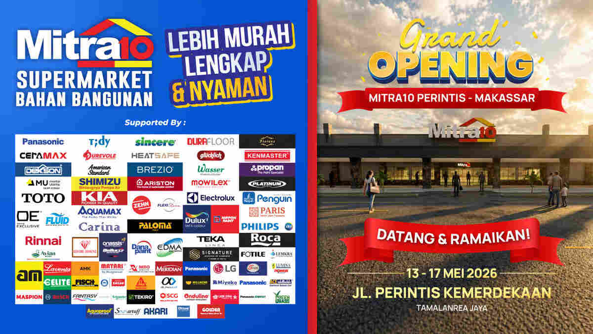 grand opening mitra10 perintis makassar, promo besar untuk elektronik dan bahan bangunan