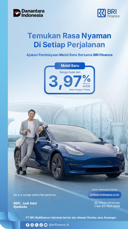 temukan rasa nyaman di setiap perjalanan, bri finance hadirkan promo pembiayaan mobil baru mulai 3,97