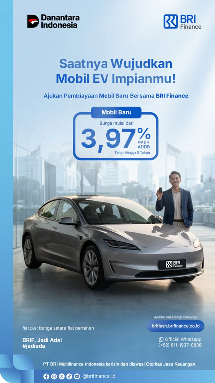 bri finance bidik pertumbuhan pasar ev dengan pembiayaan bunga mulai 3,97