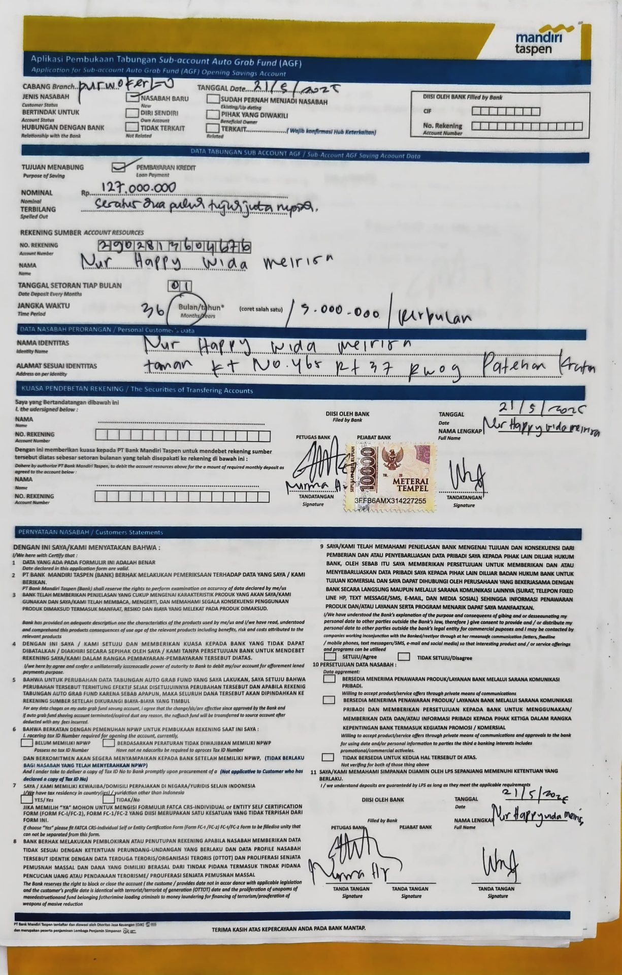 bukti form transaksi bulan mei 2025.