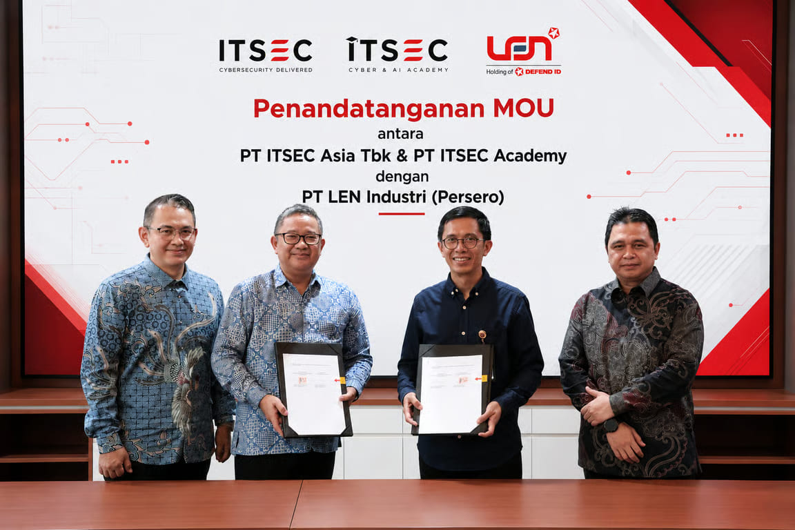 itsec asia (idxcybr) dan pt len industri (persero) satukan kekuatan teknologi dan talenta untuk perkuat ketahanan siber indonesia