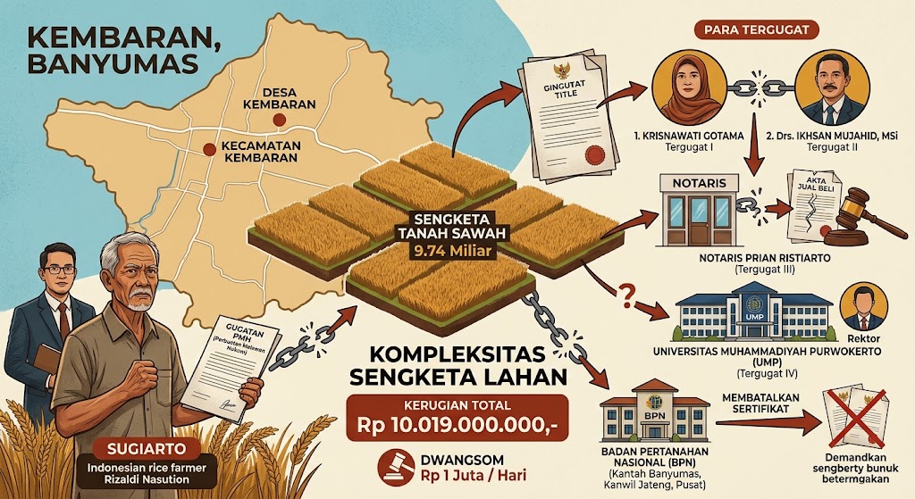 Gambar ilustrasi AI Perihal Sengketa Tanah di Pengadilan Negeri Banyumas