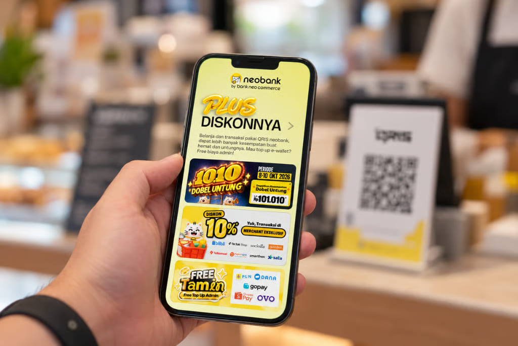plus diskonnya dari neobank plus ada promo qris, diskon merchant, hingga top up e wallet plus diskonnya dari neobank plus ada promo qris, diskon merchant, hingga top up e wallet