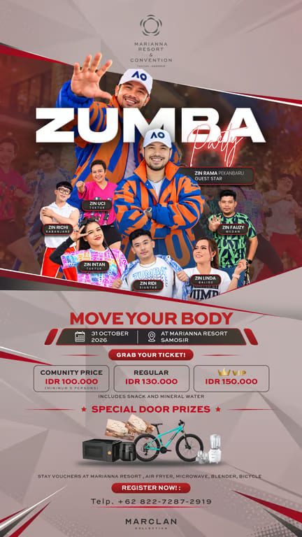 zumba party hadir di marianna resort, satukan komunitas dari berbagai daerah